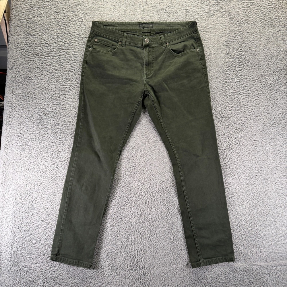 Clockhouse Chk Flatomic Jeans Mens 36x32 Green Cotton Straight Slim Fit Stretch